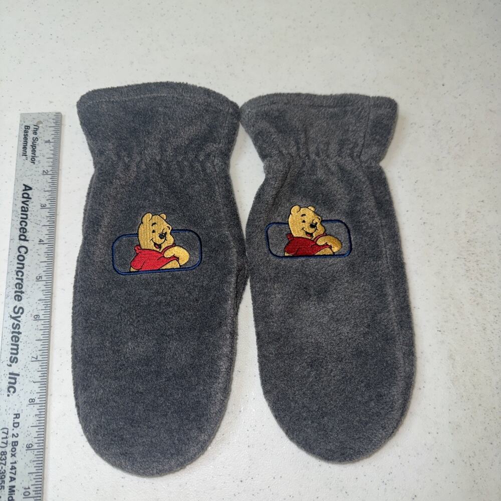 Vintage Disney Winnie The Pooh Bear Fleece Mittens Embroidered Adult‎ Teen Size - Picture 4 of 8